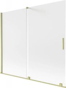 Mexen Velar, 2-krídlová posuvná vaňová zástena 180 x 150 cm, 8mm sklo námraza, zlatá matná, 896-180-000-31-55