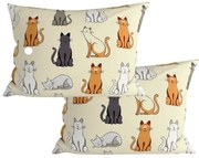 Súprava 2 ks dekoračných obliečok na vankúš COLORED CATS BLEND 50x70 cm, krémová