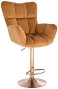 LuxuryForm DESIGN Barové kreslo AURORA VELUR na zlatom tanieri - medové