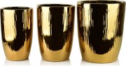 Sada 3 ks keramických květináčů NEVA GOLD XII zlatá
