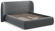 Tmavosivá čalúnená dvojlôžková posteľ s úložným priestorom s roštom 140x200 cm Hauke – Makamii