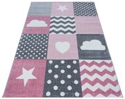 Detský koberec Kids Štvorce ružový