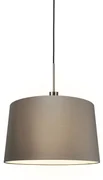 Moderné závesné svietidlo oceľ a čierna s tienidlom 45 cm taupe - Combi
