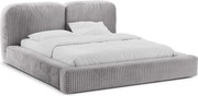 Svetlosivá čalúnená dvojlôžková posteľ s úložným priestorom s roštom 200x200 cm Martina – Micadoni