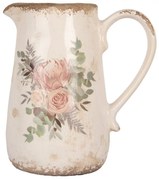 Béžový keramický džbán s kvetmi Protea Eucalypt M - 17*12*18 cm