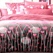 Bavlnené obliečky Homa TELIAN GREY HEARTS 7-dielna sada 140x200 cm