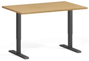 Výškovo nastaviteľný stôl, 120x80 cm, 2 motory, čierna podnož, buk
