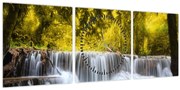 Obraz - Vodopád, s jasnými farbami (s hodinami) (90x30 cm)