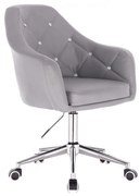 LuxuryForm DESIGN Kreslo ROMA na striebornej podstave s kolieskami - šedé