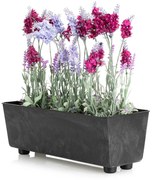 PLASTOVÝ KVETINÁČ SALVIA 37,5X17 CM IMITÁCIA BETÓNU ČIERNA
