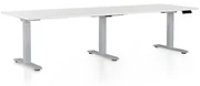 Výškovo nastaviteľný stôl OfficeTech Long, 240 x 80 cm, sivá podnož, biela