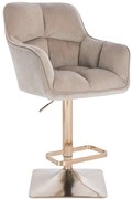 LuxuryForm DESIGN Barová stolička AMALFI VELUR na zlatej hranatej základni - latte