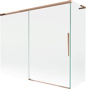 Mexen Rox, L 2-krídlová posuvná vaňová zástena 190 + 80 x 150 cm, 8mm číre sklo, ružové zlato profil, 8C9L-190-080-60-00