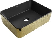 Mexen Catia umývadlo na dosku 48 x 37 cm, Čierna matná/Zlatá vzor rybích šupín - 21314878