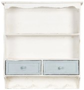 Biela vintage nástenná polička s modrými šuplíčky Vann - 56 * 13 * 60 cm