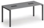 Rokovací stôl PRIMO SQUARE, 180x80 cm, grafit + 2x  zásuvka TYP I, čierna