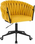 LuxuryForm DESIGN Stolička NORDEN VELUR na čiernej podstave s kolieskami - žltá
