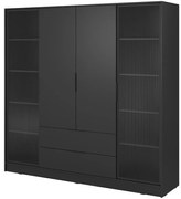 Skriňa Kelly 4D RD čierna s LED