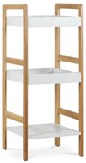 Regál, 3 police, masiv bambus, přírodní odstín, MDF, bílý matný lak, nosn. 9 kg
