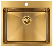 Laveo Malawi, 1-komorový nerezový drez 580x500x200 mm, zlatá matná, LAV-SLM_G10T