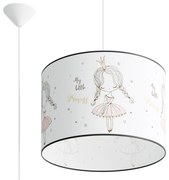 Detské závesné svietidlo Princess, 1x plastové tienidlo so vzorom, (fi 40cm)