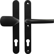 Dverové kovanie pre vstupné dvere RICHTER RHD.005.92 (F9005), madlo/klika, Otvor na cylindrickú vložku PZ, RICHTER Čierna matná, 92 mm