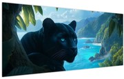 Obraz - Čierny panter v džungli (120x50 cm)