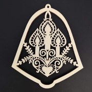 AMADEA Drevená ozdoba zvonček so sviečkami 10 cm