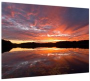 Obraz - Západ slnka nad jazerom (70x50 cm)