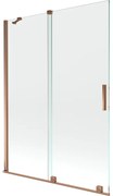 Mexen Velar, 2-krídlová posuvná vaňová zástena 130 x 150 cm, 8mm číre sklo, ružové zlato, 896-130-000-01-60