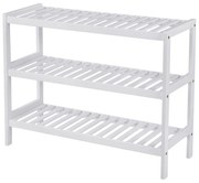 Bambusový stojan na topánky, botník 3-úrovňový, biely