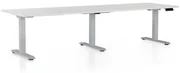 Výškovo nastaviteľný stôl OfficeTech Long, 260 x 80 cm, sivá podnož, biela