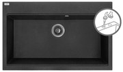 Laveo Tau, 1-komorový granitový drez 800x500x215 mm, čierna škvrnitá, LAV-SBT_7108