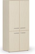 Kancelárska policová skriňa PRIMO WOOD, polené dvere, 800 x 500 x 1781 mm, breza