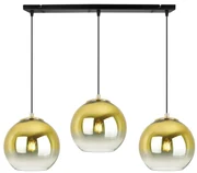Závesné svietidlo Bergen Gold, 3x zlaté/transparentné sklenené tienidlo (fi 15cm)