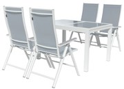 Livarno home Hliníkový záhradný rozkladací stôl Houston + Hliníkové kreslo Houston s vysokým operadlom, 4 kusy (800008265)