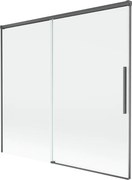 Mexen Rox, 2-krídlová posuvná vaňová zástena 170 x 150 cm, 8mm číre sklo, brúsený grafit profil, 8C9-170-001-66-00