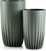 PLASTOVÝ KVETINÁČ STRIPPED SADA 2KS 25X42 CM+30X51,5 CM ZELENÁ