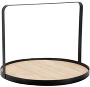 EH Bambusový okrúhly podnos s kovovou rukoväťou, 35 cm