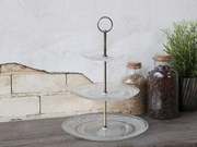 Sklenený 3-poschodový etažér so zdobením Lace glass - Ø 26*35 cm