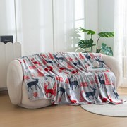 Vianočná mikroplyšová deka MERRY CHRISTMAS DEER sivá Rozmer: 200 x 220 cm