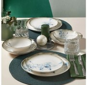24-dielna jedálenská súprava, biela/modrá, porcelán
