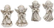 4ks šedá antik cementová dekorácia modliaci sa anjel - 5*4*9 cm