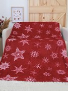 Deka mikroplyš Exclusive 150 × 200 cm – Snehové vločky červené