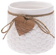 Keramický obal na kvetináč Heart, biela, 14 x 12,5 x 11,5 cm