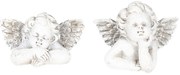 2 ks bielo šedý dekoratívne anjelíček - 13 * 8 * 10 cm