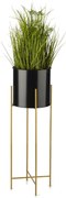 KOVOVÝ KVETINÁČ SO STOJANOM GLAMOUR 75X24 CM ČIERNA/ZLATÁ