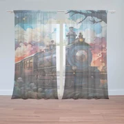 Sablio Záclony Parná lokomotíva v kúzelnej krajine: 2ks 150x250cm