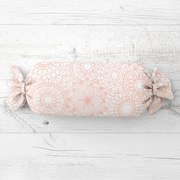 Biante Vankúš valec bonbon Sandra SA-275 Svetlo lososové mandaly na bielom 15x60 cm