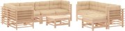vidaXL 10-dielna sedacia súprava do záhrady, vankúše, masívne drevo
